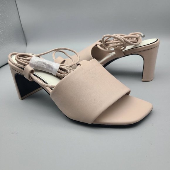 Rag & Bone Emma Tie Sandals Women Pale Pink Leather Heels Size 7 37 New